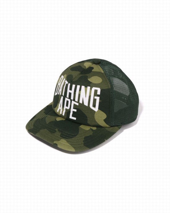 Gorras Bape Color Camo NYC Logo Mesh Hombre Verde | UXDAP-8213