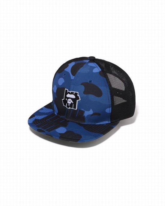 Gorras Bape X UNDFTD Color Camo Mesh Hombre Azul Marino Azules | WVJGX-9178