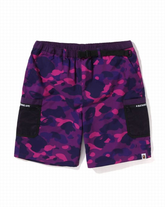 Pantalones Cortos Bape Color Camo Mesh Pocket Hombre Moradas | ILNAQ-5236
