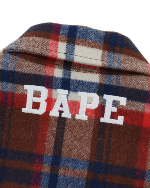 Chaquetas Bape Check Zip CPO Hombre Rojas Claro | VRQLY-7904