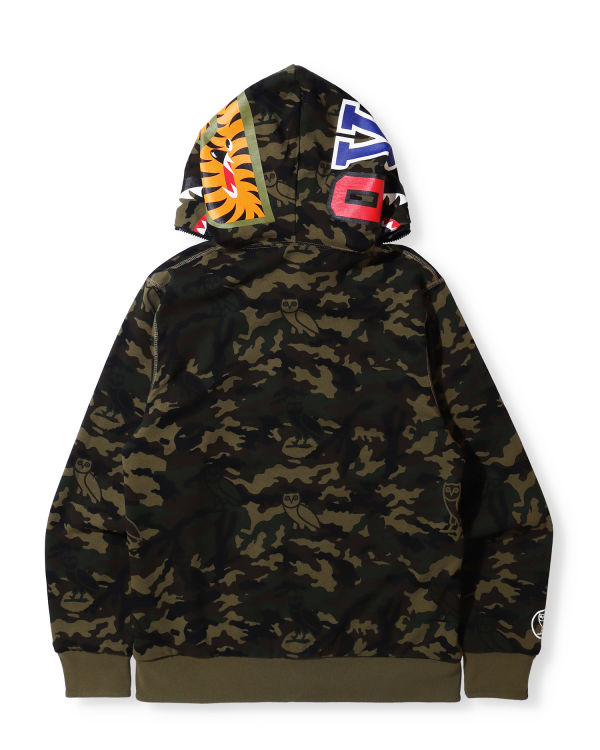 Sudadera Con Capucha Bape X OVO Woodland Camo Shark Reversible Full Zip Hombre Negras | AHQJI-9256